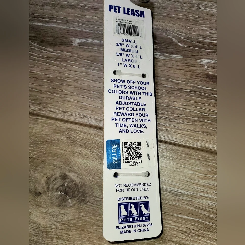 Pets First College Pet Leash - Blue and White University of Kentucky Size M 4ft.